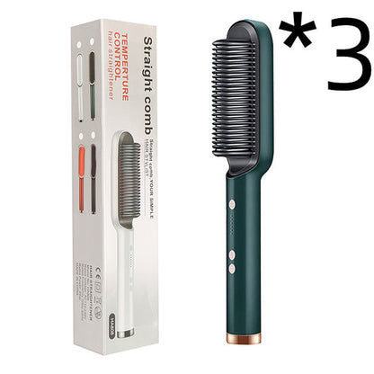 New 2 in 1 Hair Straightener Hot Comb Negative Ion Curling Tong Dual-Purpose Electric Hair Brush