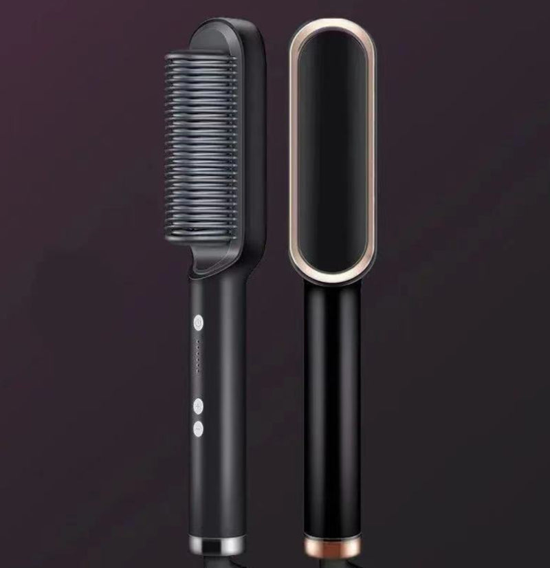 New 2 in 1 Hair Straightener Hot Comb Negative Ion Curling Tong Dual-Purpose Electric Hair Brush