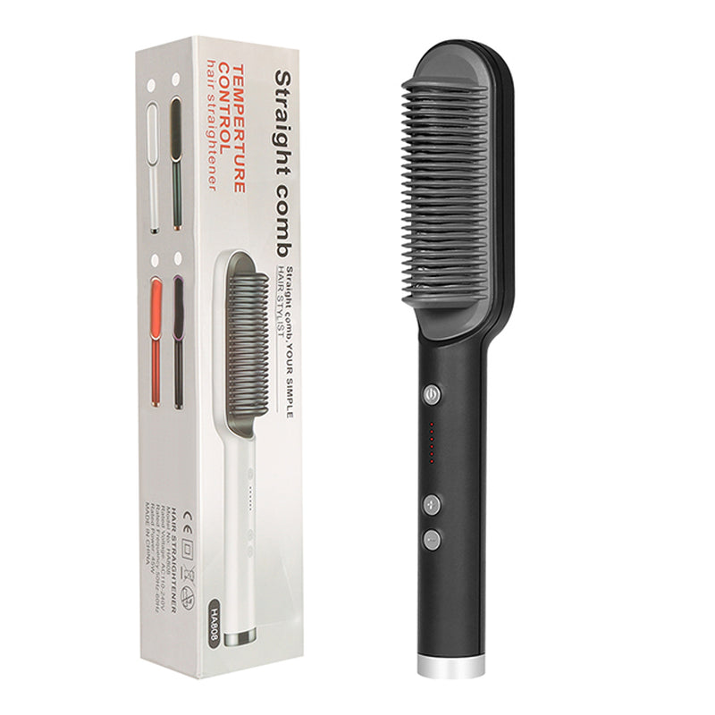 New 2 in 1 Hair Straightener Hot Comb Negative Ion Curling Tong Dual-Purpose Electric Hair Brush