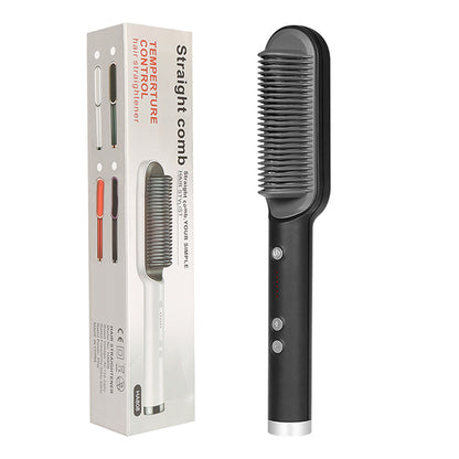 New 2 in 1 Hair Straightener Hot Comb Negative Ion Curling Tong Dual-Purpose Electric Hair Brush