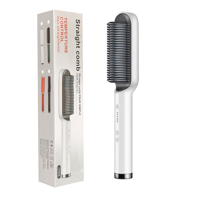 New 2 in 1 Hair Straightener Hot Comb Negative Ion Curling Tong Dual-Purpose Electric Hair Brush