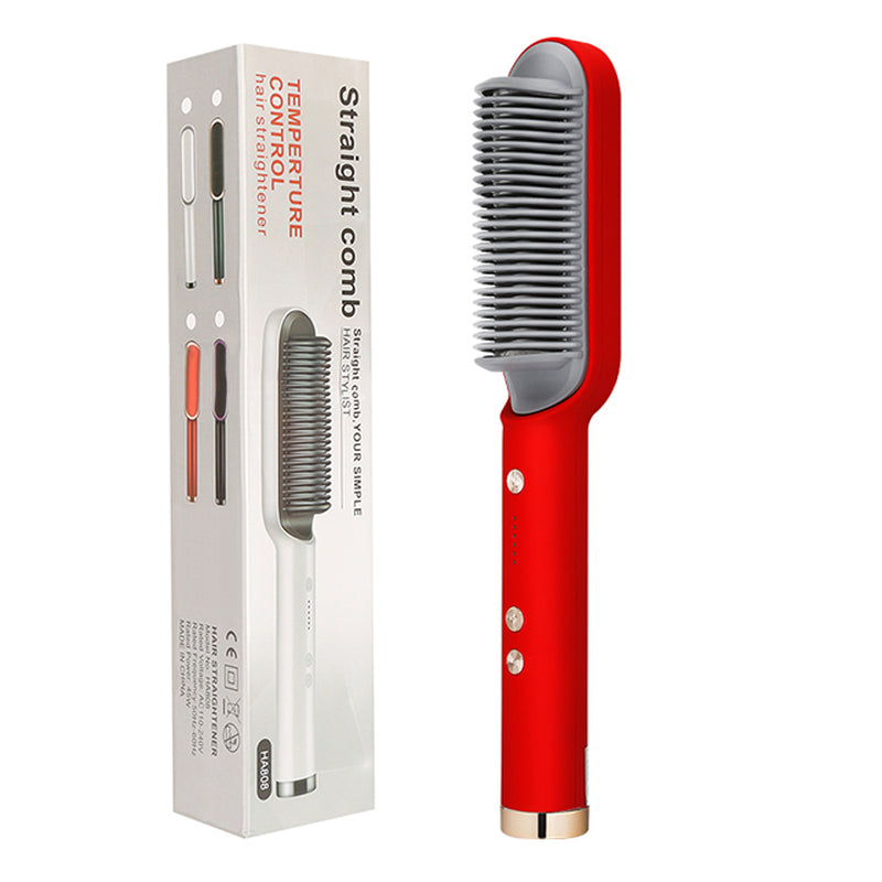 New 2 in 1 Hair Straightener Hot Comb Negative Ion Curling Tong Dual-Purpose Electric Hair Brush