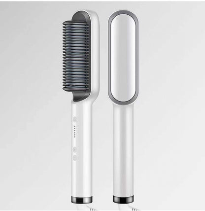 New 2 in 1 Hair Straightener Hot Comb Negative Ion Curling Tong Dual-Purpose Electric Hair Brush