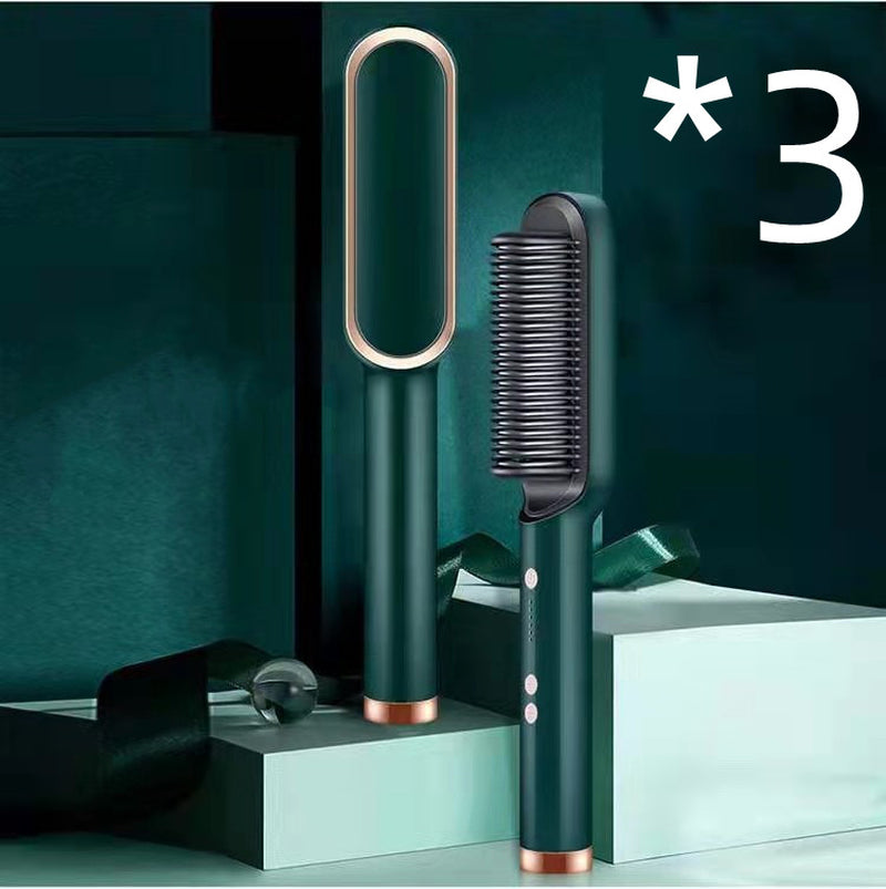 New 2 in 1 Hair Straightener Hot Comb Negative Ion Curling Tong Dual-Purpose Electric Hair Brush
