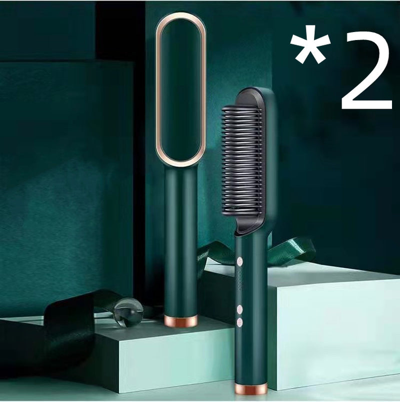 New 2 in 1 Hair Straightener Hot Comb Negative Ion Curling Tong Dual-Purpose Electric Hair Brush