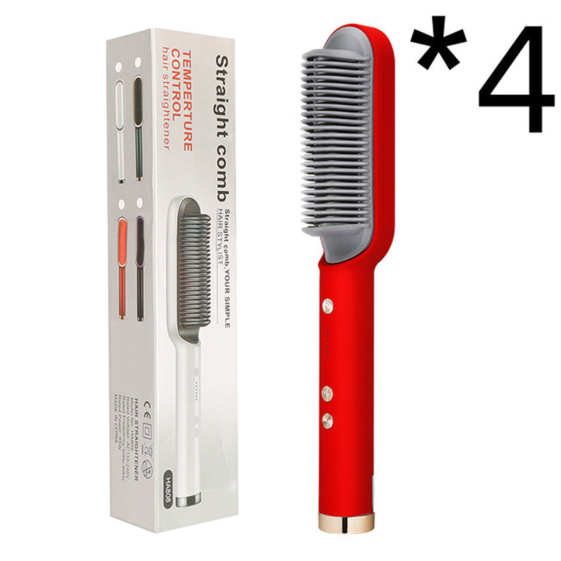 New 2 in 1 Hair Straightener Hot Comb Negative Ion Curling Tong Dual-Purpose Electric Hair Brush