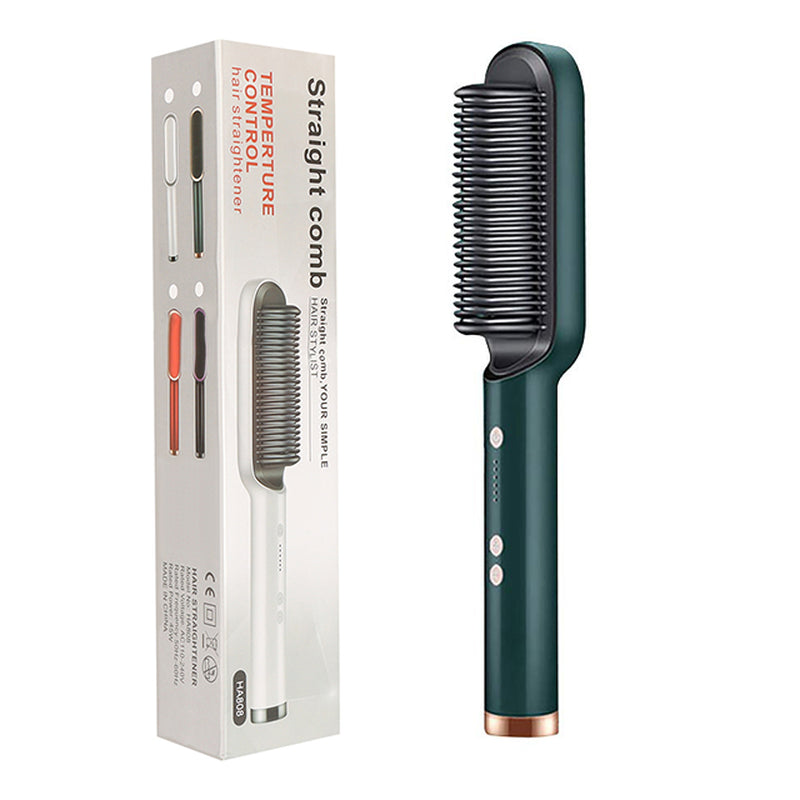 New 2 in 1 Hair Straightener Hot Comb Negative Ion Curling Tong Dual-Purpose Electric Hair Brush