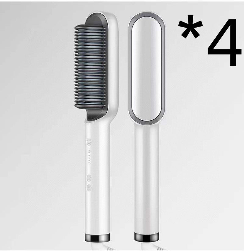 New 2 in 1 Hair Straightener Hot Comb Negative Ion Curling Tong Dual-Purpose Electric Hair Brush