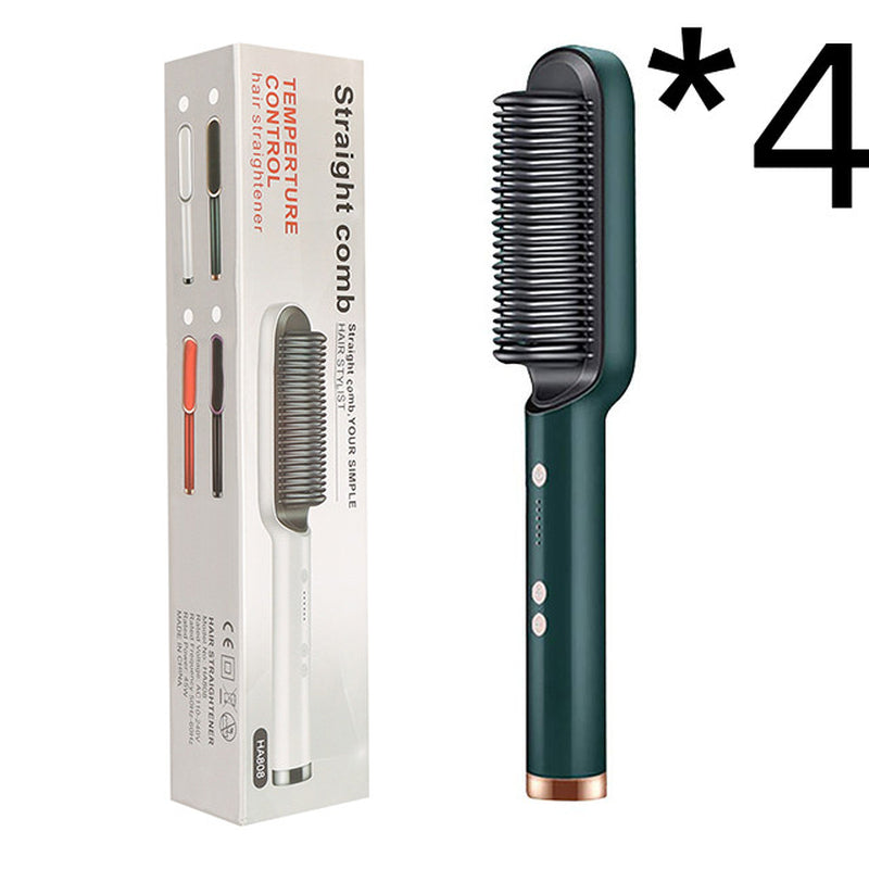 New 2 in 1 Hair Straightener Hot Comb Negative Ion Curling Tong Dual-Purpose Electric Hair Brush