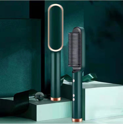 New 2 in 1 Hair Straightener Hot Comb Negative Ion Curling Tong Dual-Purpose Electric Hair Brush