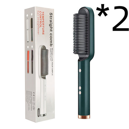 New 2 in 1 Hair Straightener Hot Comb Negative Ion Curling Tong Dual-Purpose Electric Hair Brush