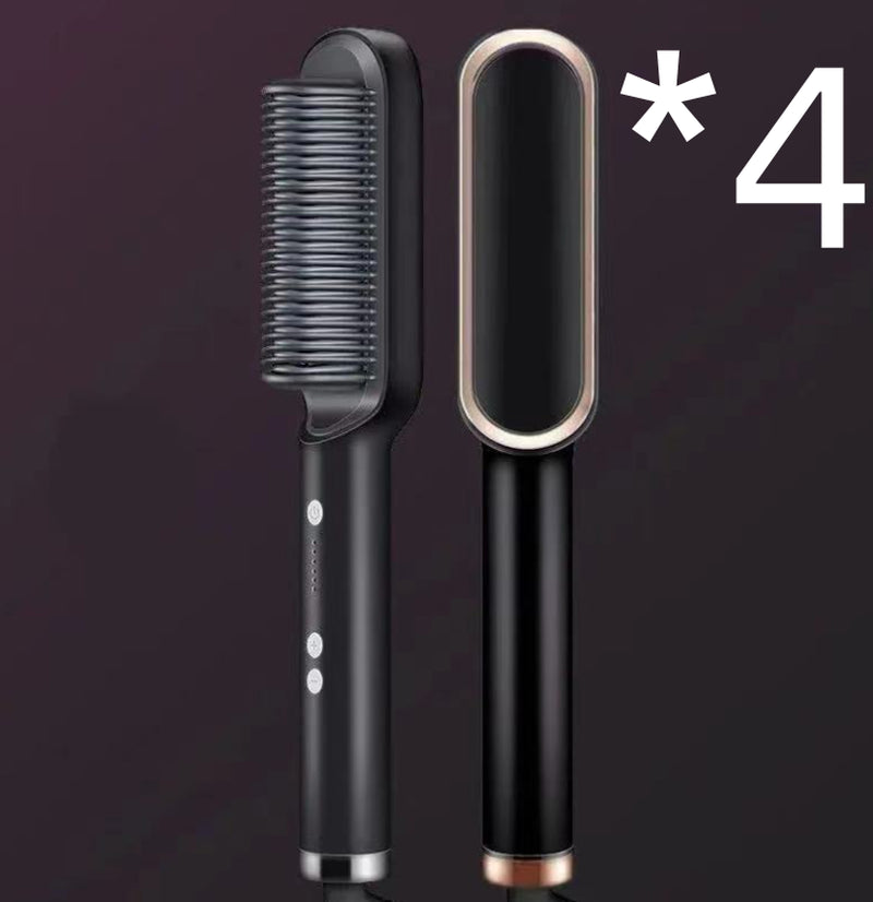 New 2 in 1 Hair Straightener Hot Comb Negative Ion Curling Tong Dual-Purpose Electric Hair Brush